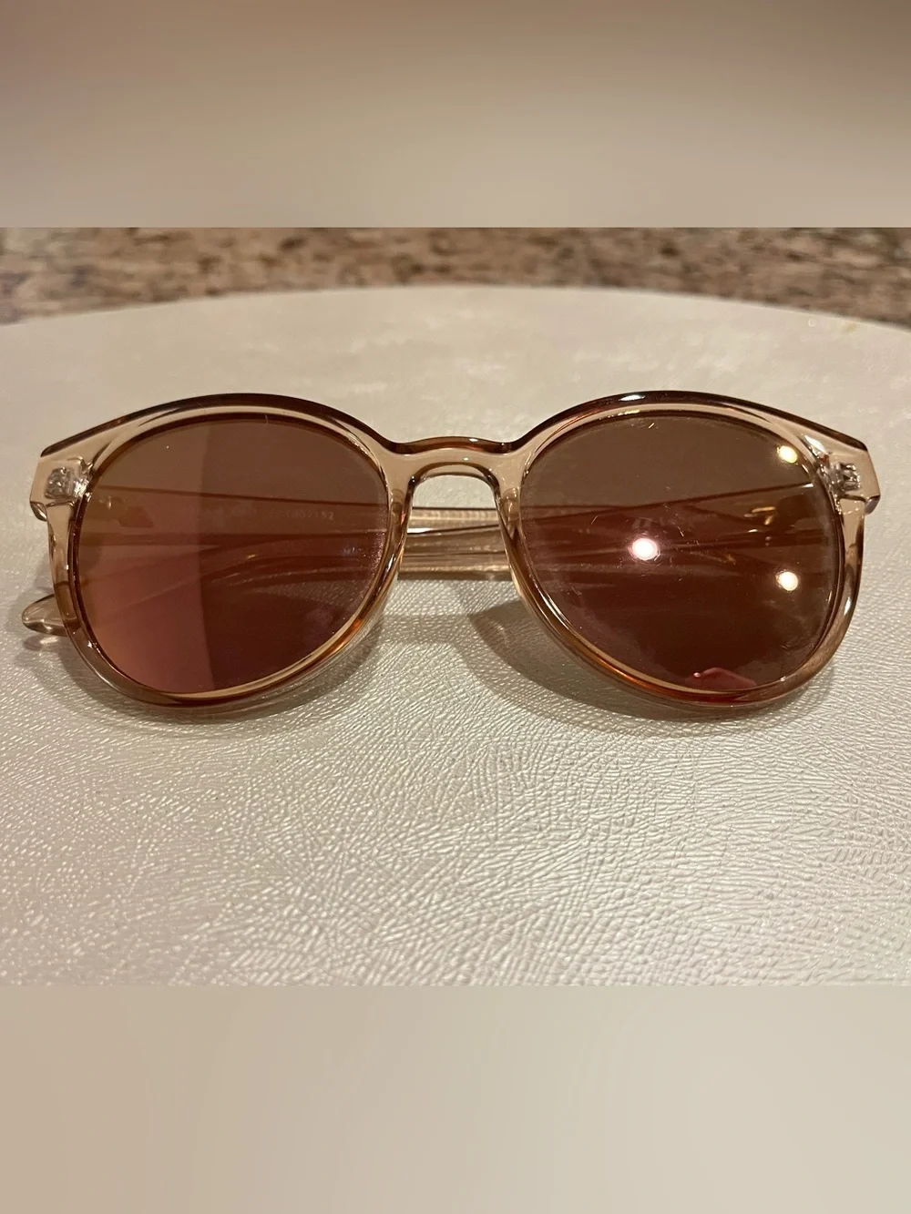 Le Specs Round Sunglasses with Pink Reflective Lenses and Translucent Pink Frame